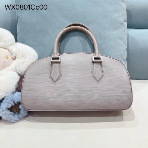 98新 LV 全皮水波紋保齡球包中古包 香芋紫灰色