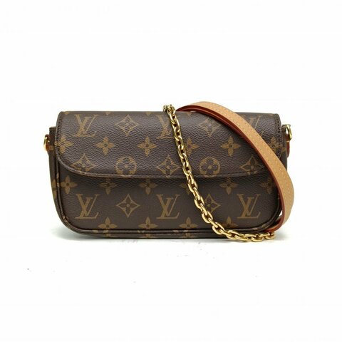 LOUIS VUITTON IVY鏈條腋下包老花PVC金扣晶片肩背包