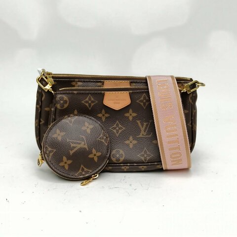LOUIS VUITTON MultiPochette五合一粉肩帶老花PVC肩背包