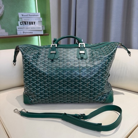 Goyard戈雅 boeing45旅行袋 綠色銀扣 附件肩帶 長45cm 寬21cm 高32cm。
