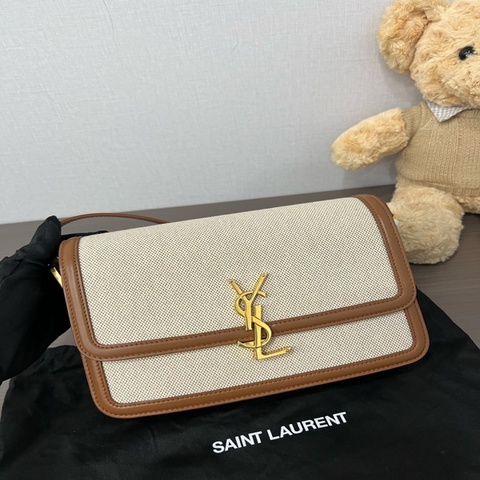 YSL聖羅蘭  SOLFERINO Box帆布拼皮豆腐包