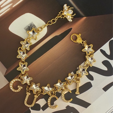 Gucci 金鑽星星字母logo蜜蜂鑽手鏈🐝