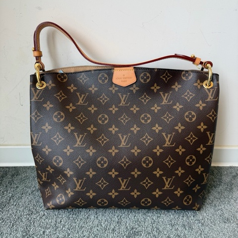 LV 路易威登 Graceful Hobo小號單肩包 棕色老花 芯片款