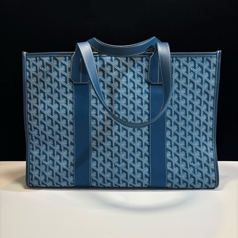 goyard/戈雅 villette tote 藍色海洋系列提花拼小牛皮手提包單肩包托特包