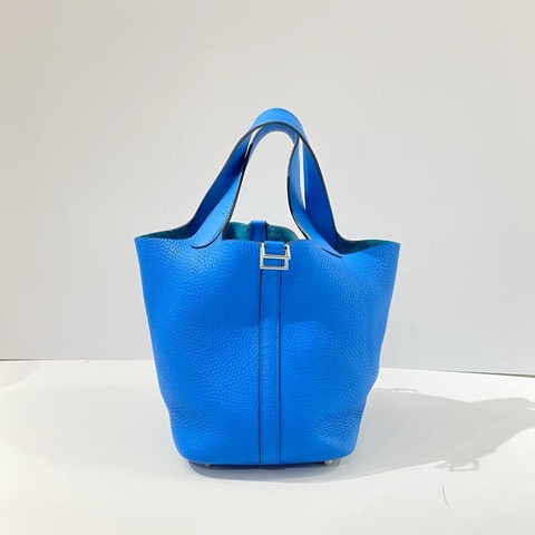 愛馬仕 Hermes  菜籃子18  藍色 X刻 無鑰匙鎖 單包
