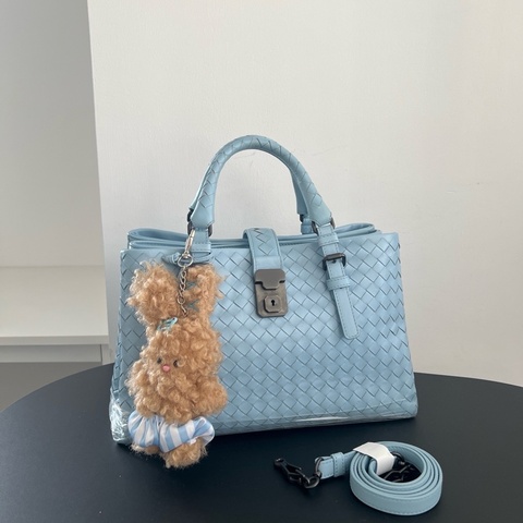 💙Bottega Veneta葆蝶家 藍色罗马编织手提包單肩包斜挎包