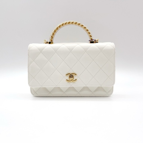 Chanel 香奈兒 白色亞克力手柄woc 尺寸：19*12cm