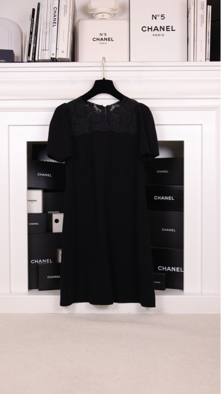 Dolce&Gabbana黑色蕾丝拼接短袖连衣裙
