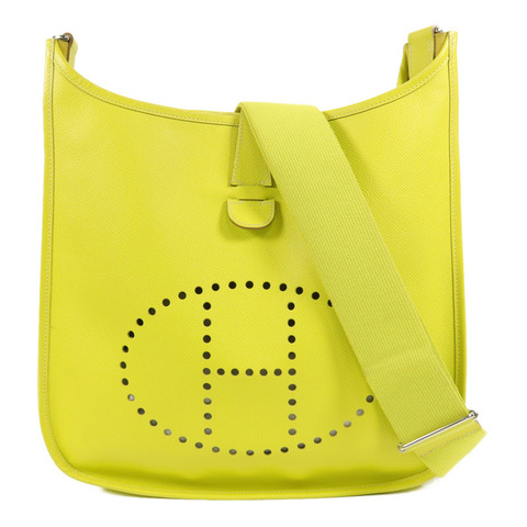 HERMES Epsom皮革Evelyne GM肩背袋Lime