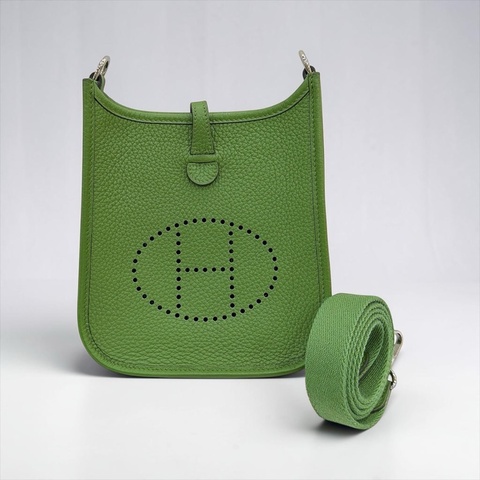 莉亞精品♡ HERMES mini Evelyne 絲蘭綠 二手美包