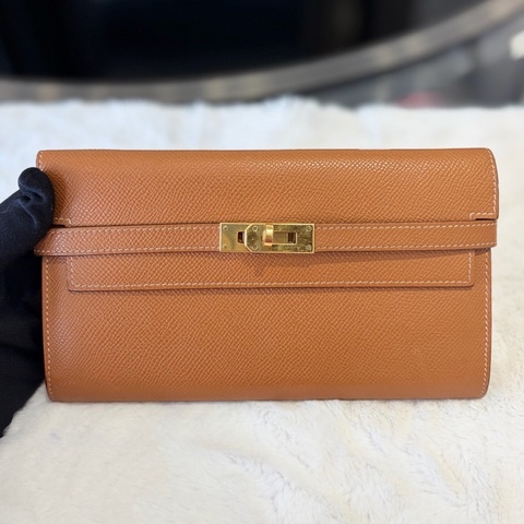 愛馬仕Hermes kelly long kelly錢包金棕金扣 epsom皮 Y 刻
