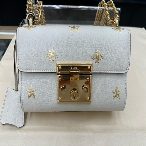 Gucci Padlock 蜜蜂星星小號 肩背包 米白色