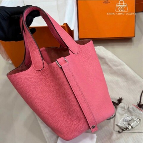 🌈Hermes💗Picotin 18💗8W唇膏粉銀扣💗全新閑置🌟🌈TC皮🌟Stamp Y🌟有盒💗picotin18🌟picotin🌟菜籃子🌟愛馬仕🌟