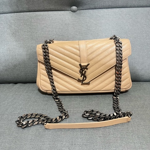 YSL Saint Laurent Paris College 復古銀#學院包#翻蓋肩背包