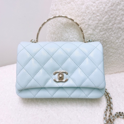 全新 Chanel 25s coco crush 淺藍色手柄包