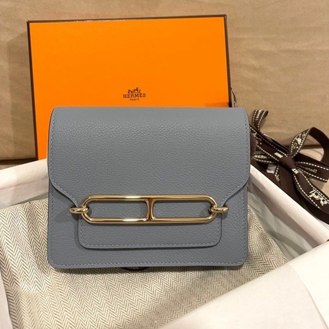 HERMES ROULIS SLIM 亞麻藍金扣