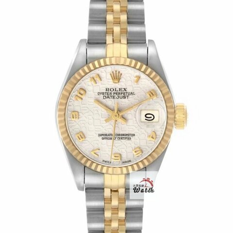 【大眾名錶】ROLEX 勞力士69173 Datejust 蠔式女錶 半金款 白色紀念數字面盤 台灣保單 錶耳無孔 錶徑26mm 自動上鍊 G379