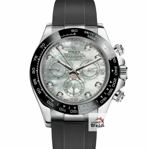 【大眾名錶】ROLEX勞力士 116519LN Daytona 2021/12卡 18K白金迪通拿 膠帶款 白貝殼8鑽面盤 已貼膜 B1501