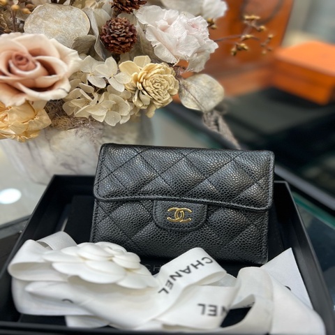 Chanel 經典CF荔枝牛皮短夾
