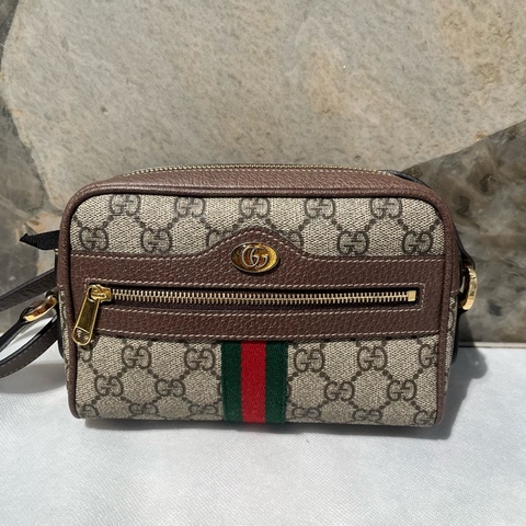 Gucci 咖邊PVC Ophidia相機包