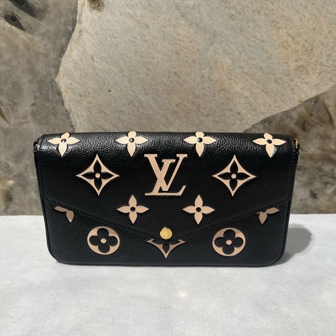 Louis Vuitton黑米壓紋牛皮三合一鏈包