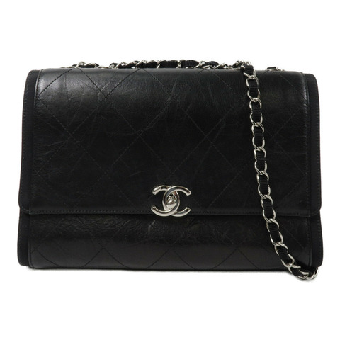 CHANEL 牛皮皮革Crumpled Flap Bag鏈帶肩背袋