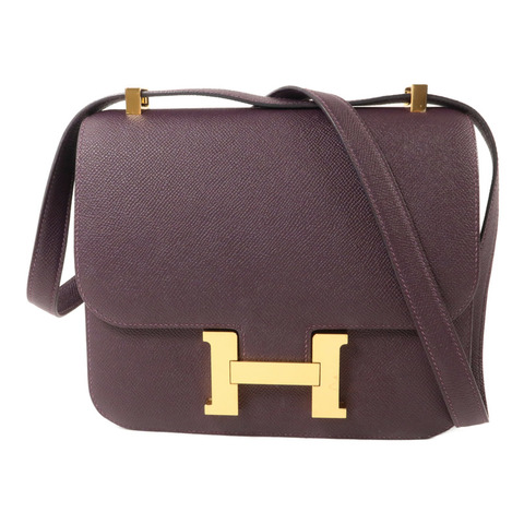 HERMES Epsom皮革Constance 24肩背袋Raisin