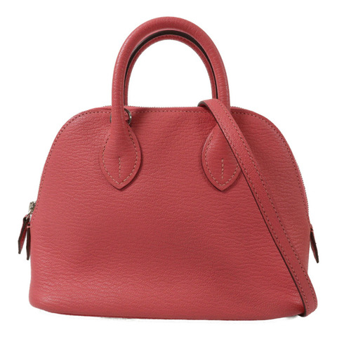 HERMES Chevre皮革Mini Bolide手挽肩背兩用袋Rose Azalee