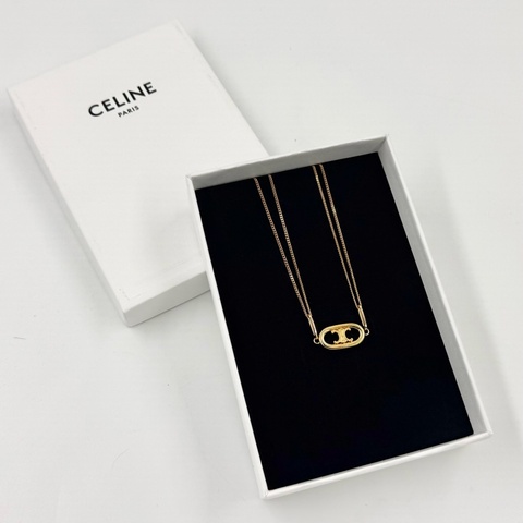 CELINE金色雙鏈凱旋門造型項鍊46S896BRA