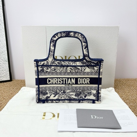 Dior 迪奧 藍白動物園托特mini芯片款