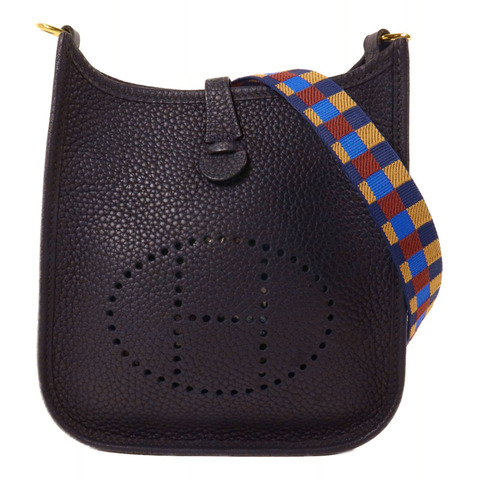 HERMES Clemence皮革Evelyne TPM肩背袋Bleu Nuit