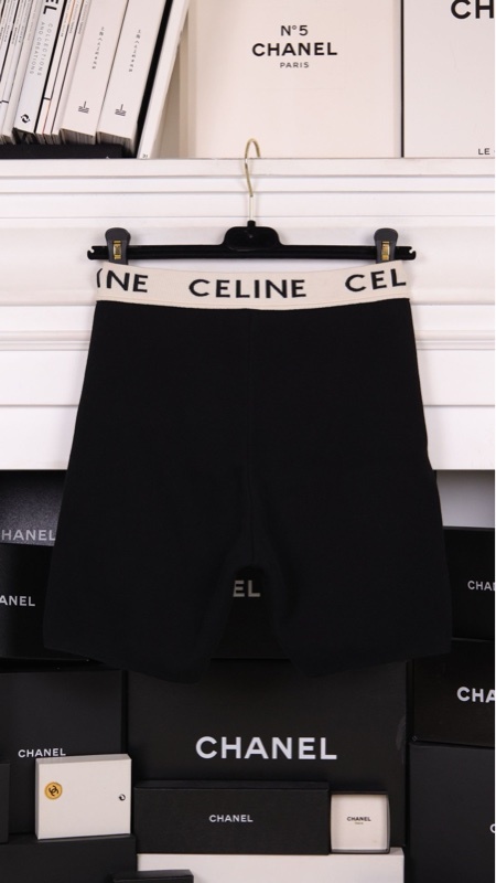 Celine黑白针织字母滚边短裤打底裤