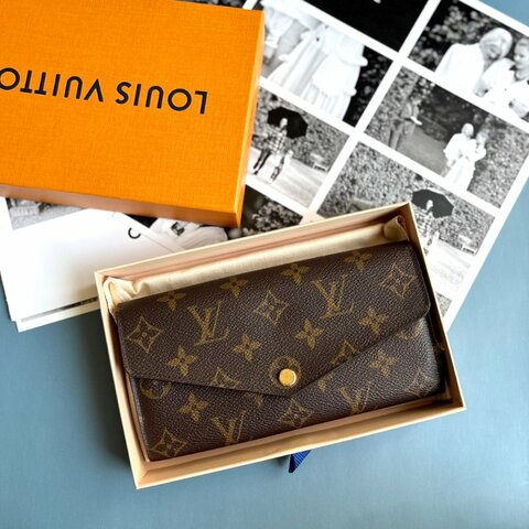 ::LOUIS VUITTON:: LV M60531 Sarah 經典花紋金釦信封式長夾 錢包