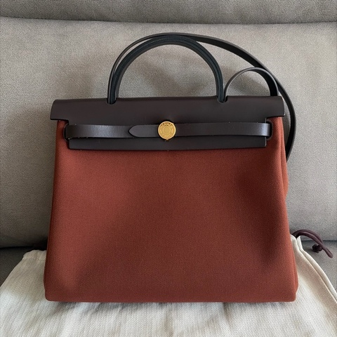 95%新 愛馬仕Hermes Herbag 31 bag棕色