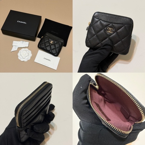 914intheair 『閒置近全新』Chanel 黑金牛 荔枝皮 吐司零錢包