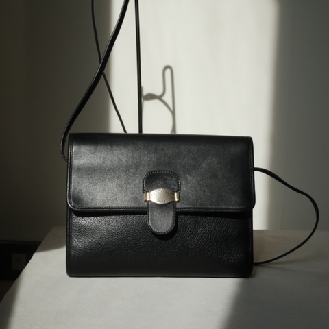 Dior Vintage Christian Dior 1980s 雙質感牛皮鐫刻金屬牌翻蓋斜背包