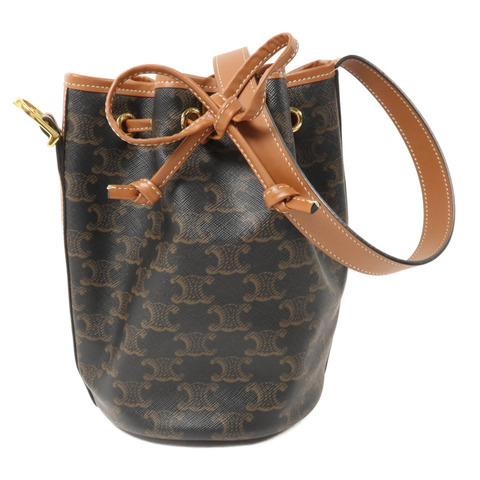 CELINE 塗層帆布Triomphe Drawstring Small Bucket肩背袋