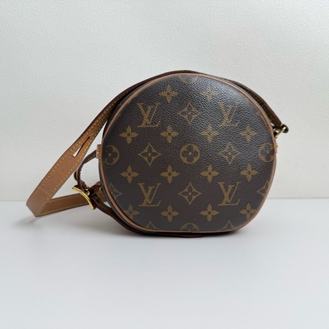 LV路易威登/Louis Vuitton BOITE CHAPEAU 棕色塗層帆布 老花圓餅包斜挎包