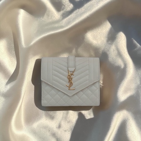 莉亞精品♡ Ysl 651028 白色短夾 二手美包