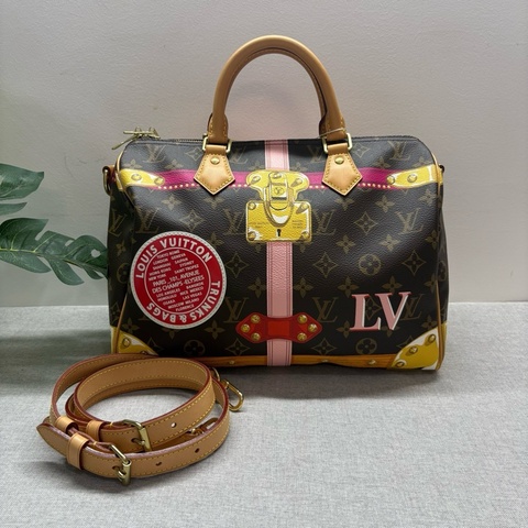 LV/路易威登 speedy30 宮廷限量款手提包斜挎包 底長30cm
