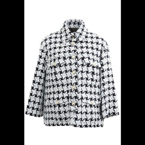 Chanel 19年秋冬预告系列蓝白千鸟格外套马甲套装
