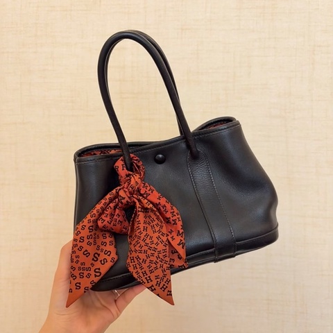 【贈送絲巾🎀🧡氣質精緻小包✨全網最甜✨】愛馬仕Hermes 花園包Garden mini黑色全皮 中古限定款