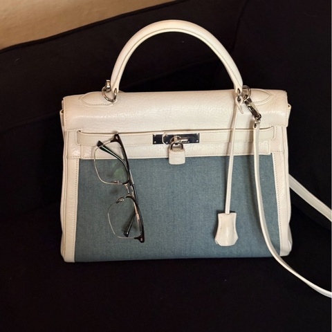 【絕版限定🩵全網最甜✨】愛馬仕Hermes Kelly32 純白togo拼牛仔