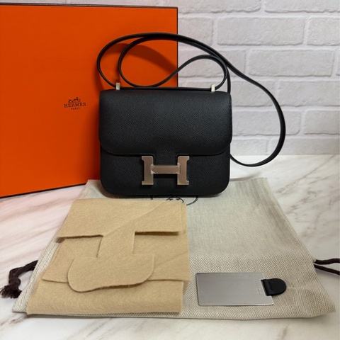 Hermès 愛馬仕mini Constance 19 康康 黑色銀釦  miniConstance 19