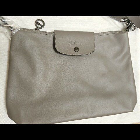 Longchamp Le Pliage Xtra M Hobo bag 灰色 皮革包 半月形 肩背包