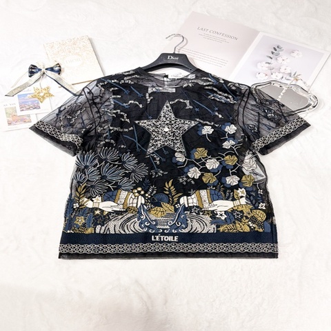 Dior 18B L'ETOILE塔羅系列透紗刺繡短袖