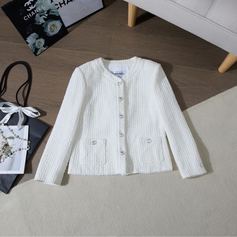 Chanel 純白tweed圓領外套