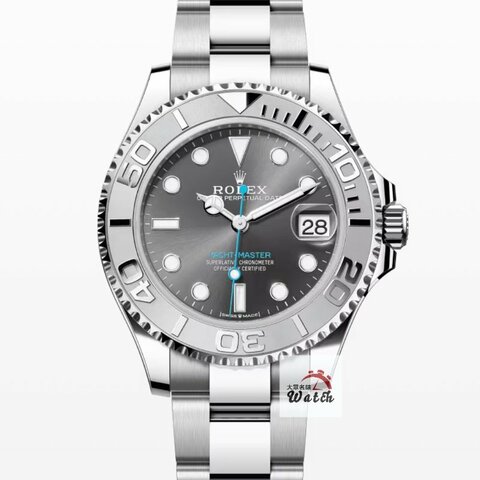 【大眾名錶】ROLEX 勞力士 268622 Yacht-Master 中型遊艇2019/06卡 PT950鉑金錶圈 灰面藍針 錶徑37mm 自動上鍊 B1506
