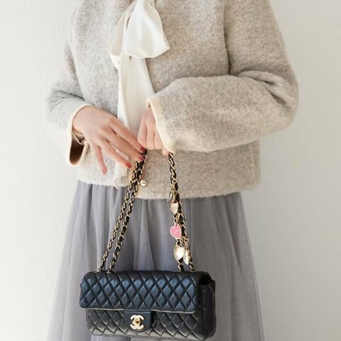 CHANEL 黑金情人節限定cf 肩背斜背法棍包 25*12*5 98新配件塵袋