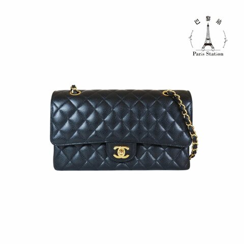 【巴黎站二手名牌專賣店】＊現貨＊CHANEL香奈兒真品＊ COCO25 黑荔枝金雙C 金鍊肩背斜背包